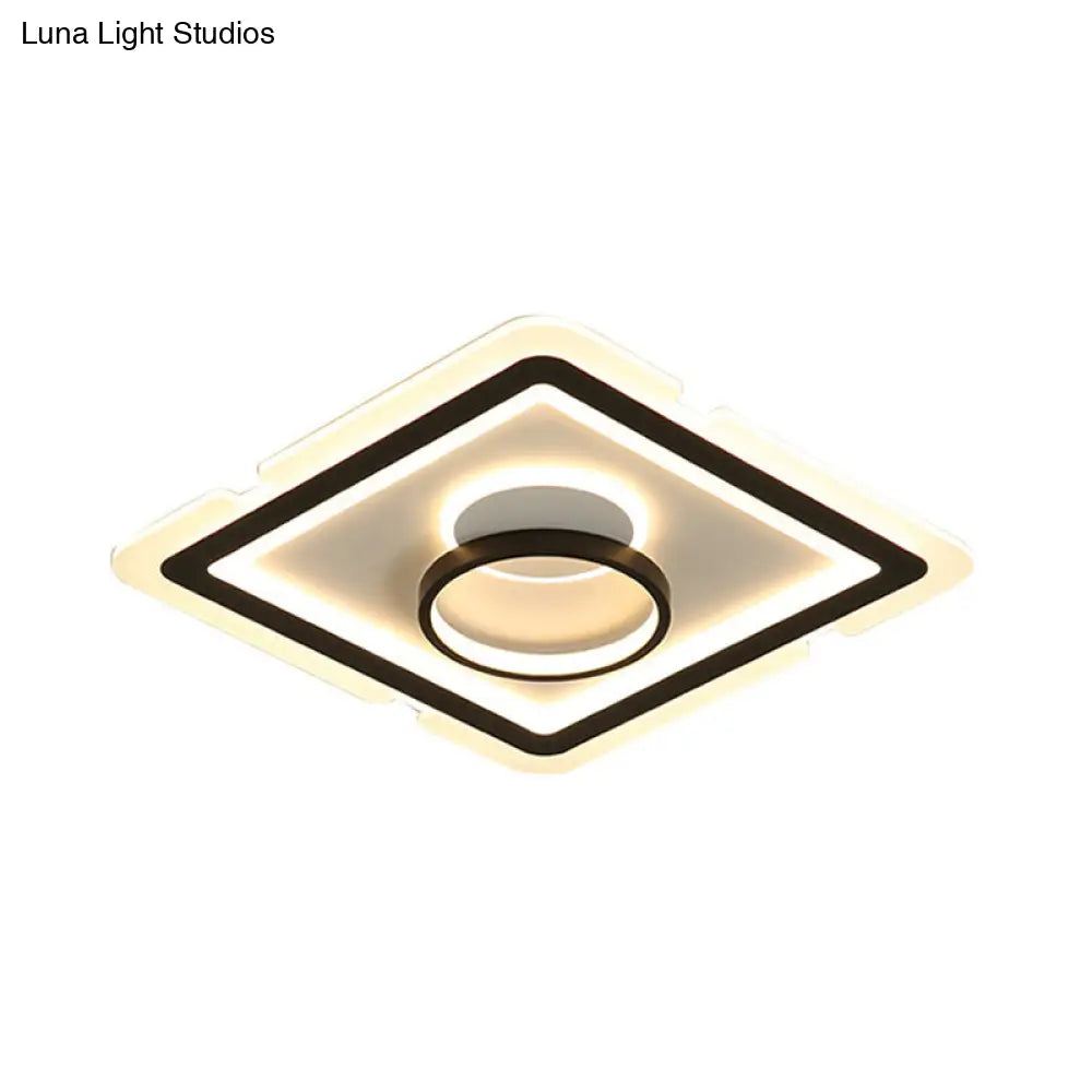 DecorBites™ DecorBites™ Contemporary Acrylic Square Ceiling Lighting - LED Flush Mount Light for Bedroom - Black/White - 16"/19.5