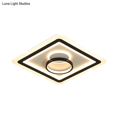 DecorBites™ DecorBites™ Contemporary Acrylic Square Ceiling Lighting - LED Flush Mount Light for Bedroom - Black/White - 16"/19.5