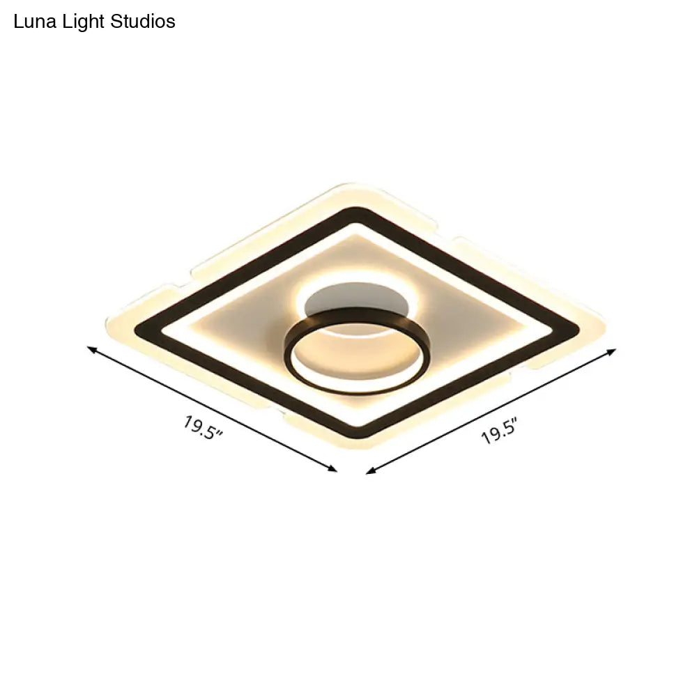 DecorBites™ DecorBites™ Contemporary Acrylic Square Ceiling Lighting - LED Flush Mount Light for Bedroom - Black/White - 16"/19.5
