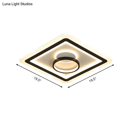 DecorBites™ DecorBites™ Contemporary Acrylic Square Ceiling Lighting - LED Flush Mount Light for Bedroom - Black/White - 16"/19.5