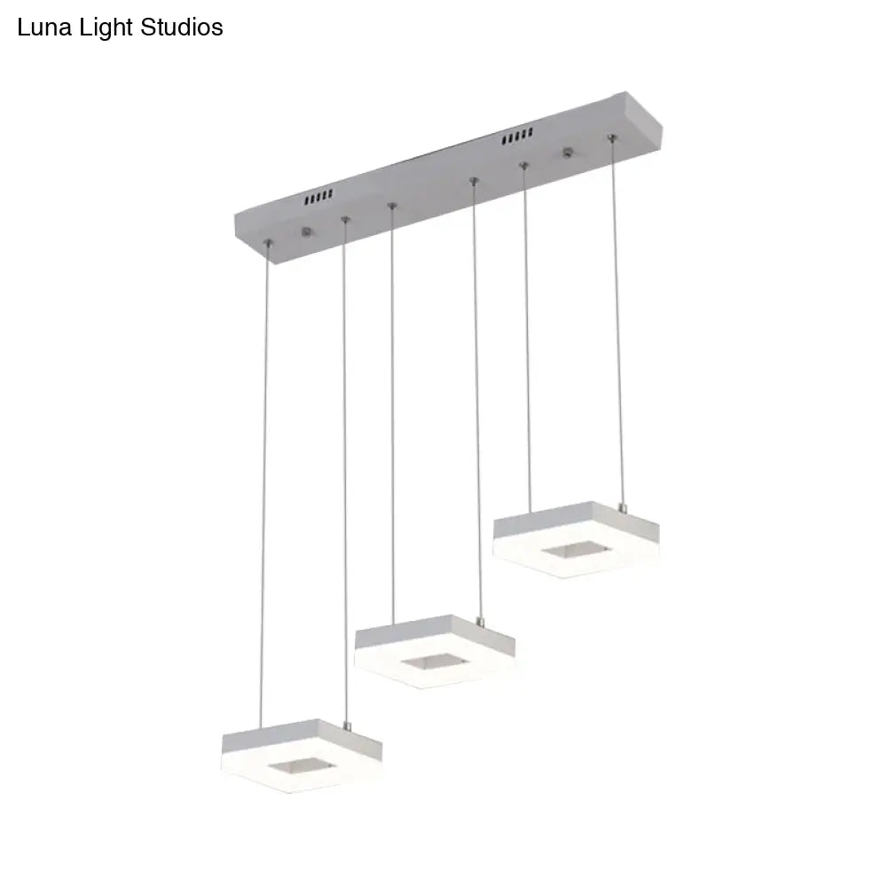 Lámpara de techo cuadrada contemporánea DecorBites™ de acrílico para isla - Lámpara de techo de 3 luces sobre mesa, luz cálida/blanca/natural