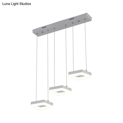 Lámpara de techo cuadrada contemporánea DecorBites™ de acrílico para isla - Lámpara de techo de 3 luces sobre mesa, luz cálida/blanca/natural