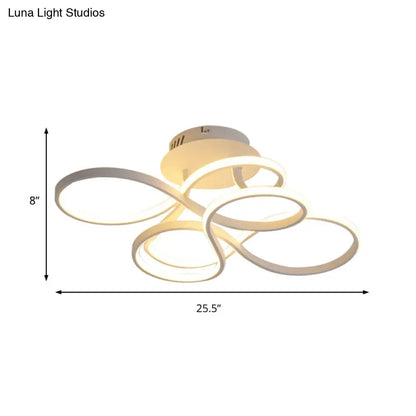 Lámpara de techo LED semiempotrada DecorBites™ contemporánea de acrílico trenzado en negro/dorado/blanco - Luz blanca