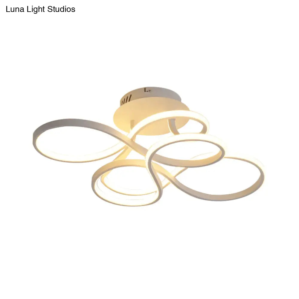 Lámpara de techo LED semiempotrada DecorBites™ contemporánea de acrílico trenzado en negro/dorado/blanco - Luz blanca
