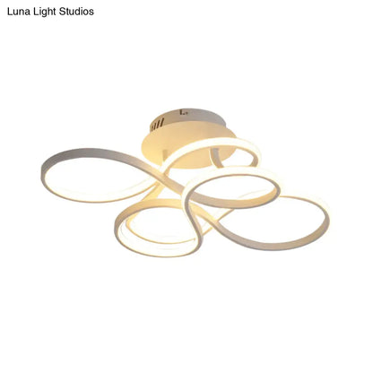 Lámpara de techo LED semiempotrada DecorBites™ contemporánea de acrílico trenzado en negro/dorado/blanco - Luz blanca