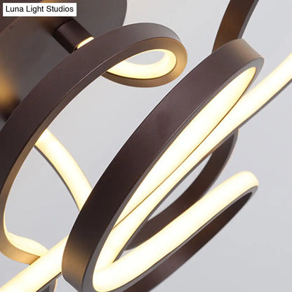 Lámpara de techo LED semiempotrada DecorBites™ contemporánea de acrílico trenzado en negro/dorado/blanco - Luz blanca