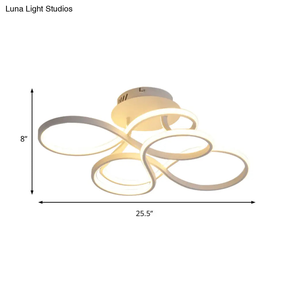 Lámpara de techo LED semiempotrada DecorBites™ contemporánea de acrílico trenzado en negro/dorado/blanco - Luz blanca