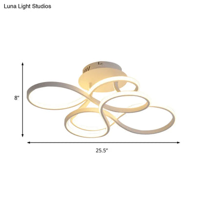 Lámpara de techo LED semiempotrada DecorBites™ contemporánea de acrílico trenzado en negro/dorado/blanco - Luz blanca