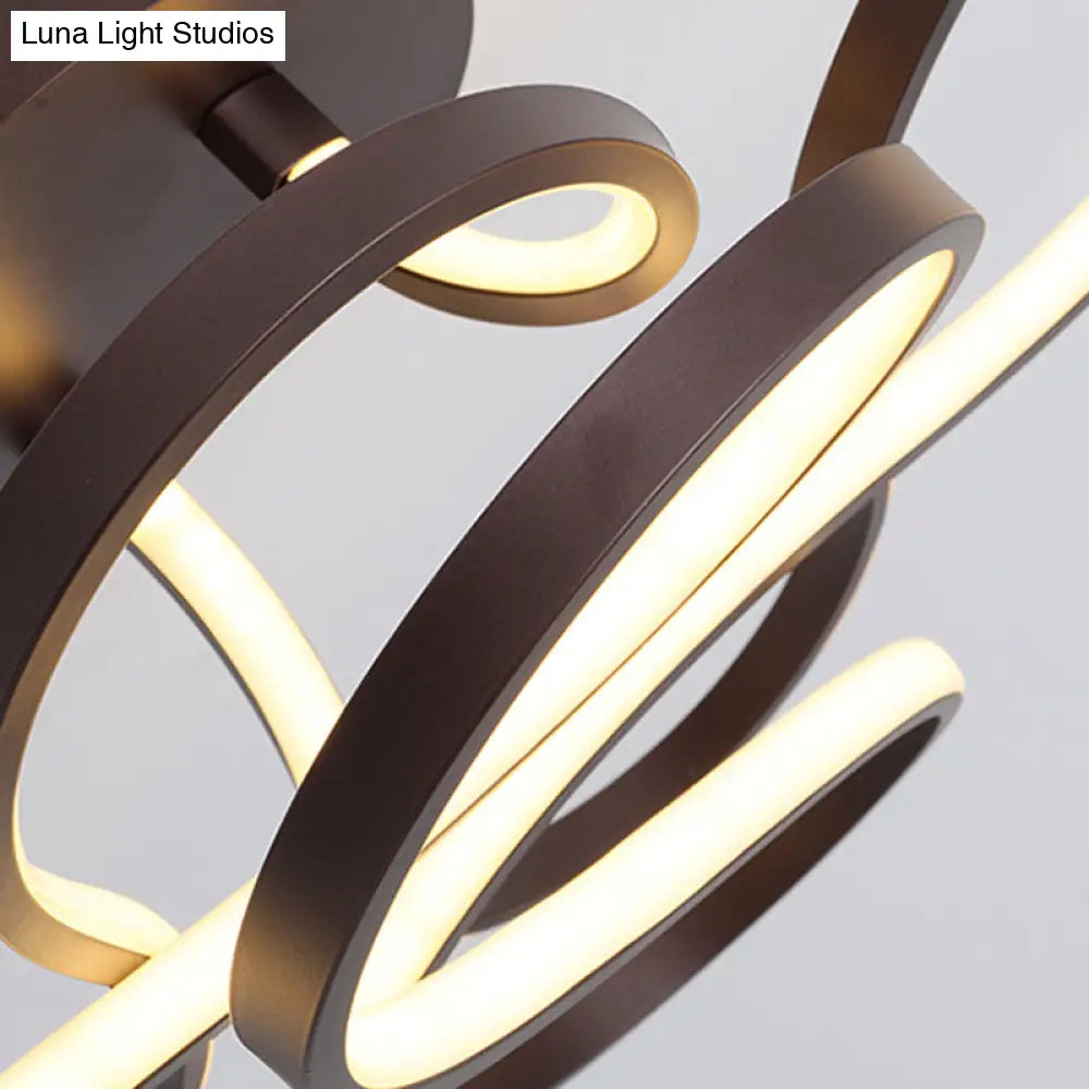 Lámpara de techo LED semiempotrada DecorBites™ contemporánea de acrílico trenzado en negro/dorado/blanco - Luz blanca