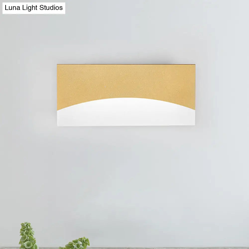 Aplique de pared contemporáneo DecorBites™ de acrílico – Aplique rectangular de mesilla de noche en blanco/dorado, luz blanca cálida
