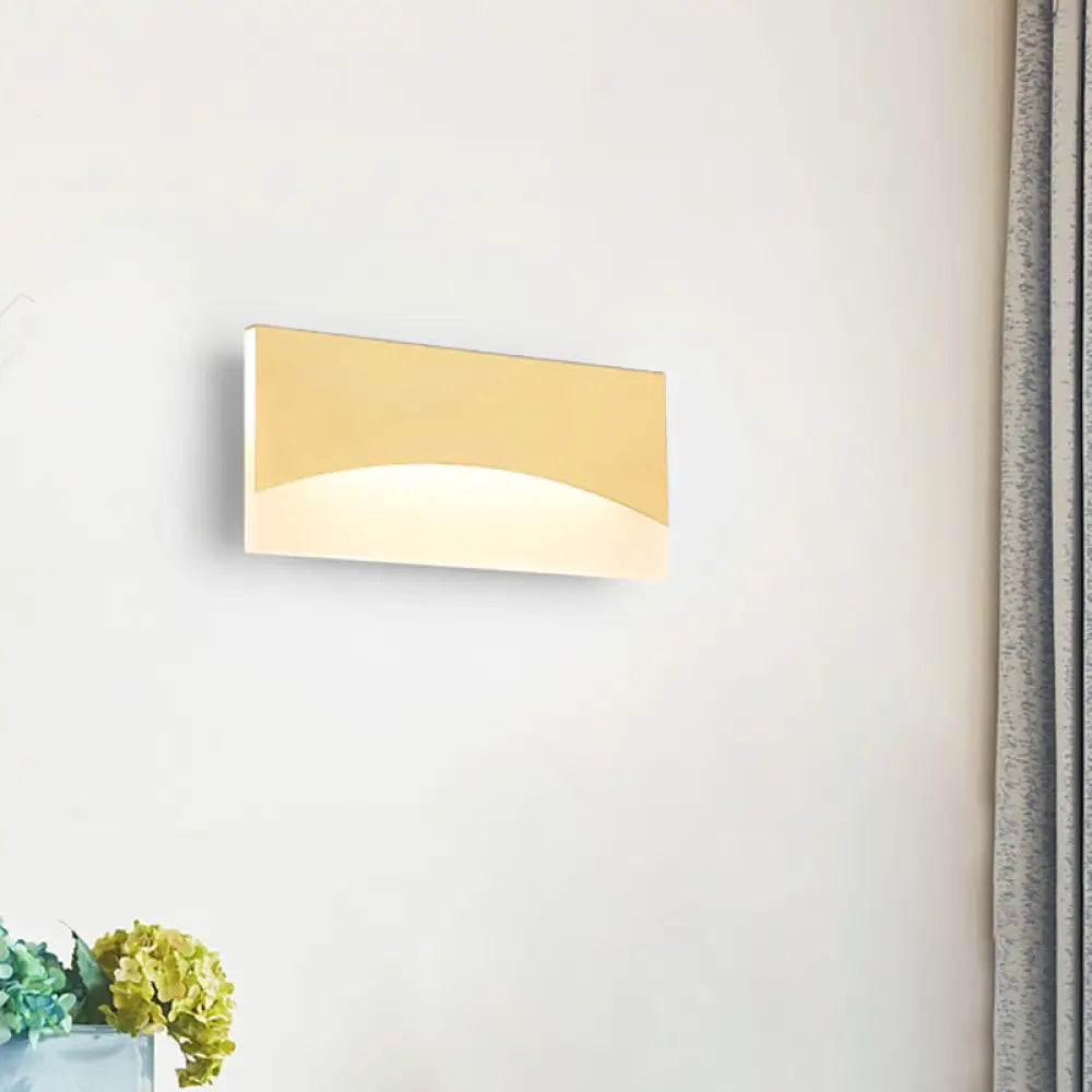 Aplique de pared contemporáneo DecorBites™ de acrílico – Aplique rectangular de mesilla de noche en blanco/dorado, luz blanca cálida