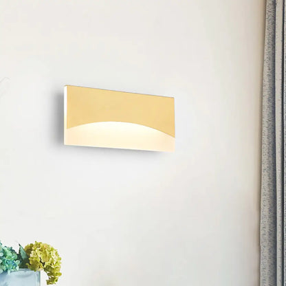 Aplique de pared contemporáneo DecorBites™ de acrílico – Aplique rectangular de mesilla de noche en blanco/dorado, luz blanca cálida