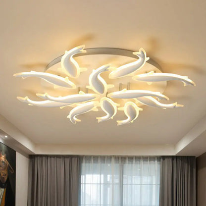 DecorBites™ DecorBites™ Contemporary Acrylic White LED Fish Flush Mount Light - Stylish Ceiling Lighting for Living Room