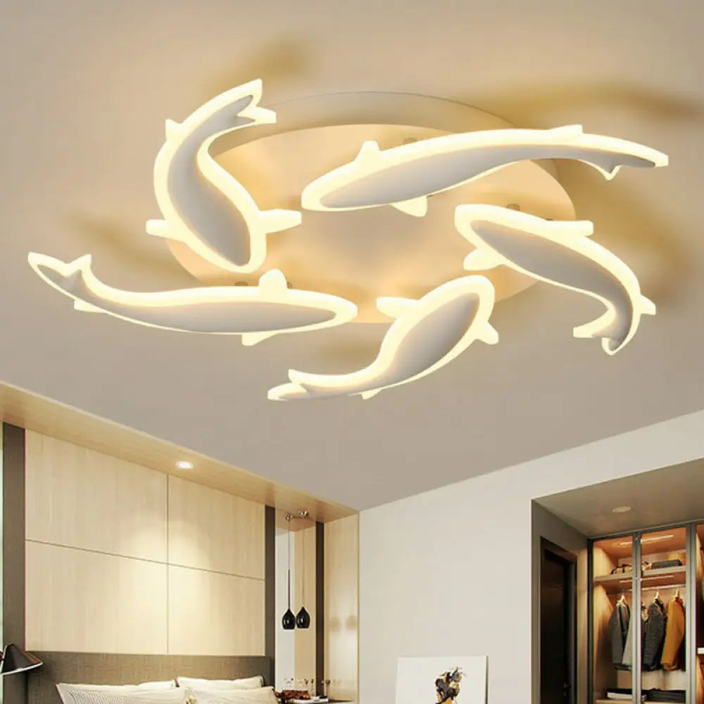 DecorBites™ DecorBites™ Contemporary Acrylic White LED Fish Flush Mount Light - Stylish Ceiling Lighting for Living Room