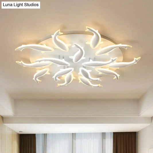 DecorBites™ DecorBites™ Contemporary Acrylic White LED Fish Flush Mount Light - Stylish Ceiling Lighting for Living Room