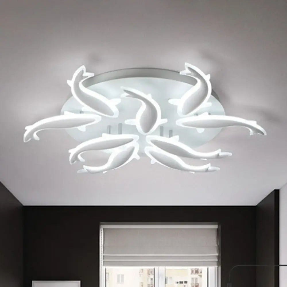 DecorBites™ DecorBites™ Contemporary Acrylic White LED Fish Flush Mount Light - Stylish Ceiling Lighting for Living Room