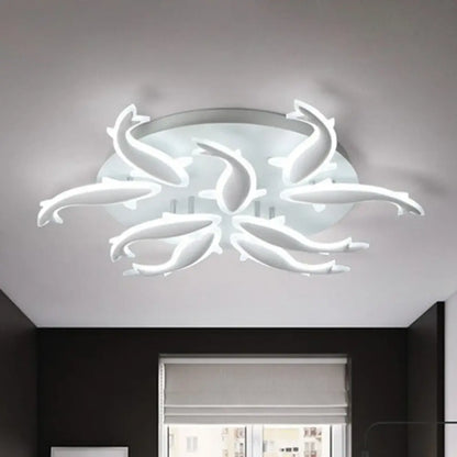 DecorBites™ DecorBites™ Contemporary Acrylic White LED Fish Flush Mount Light - Stylish Ceiling Lighting for Living Room