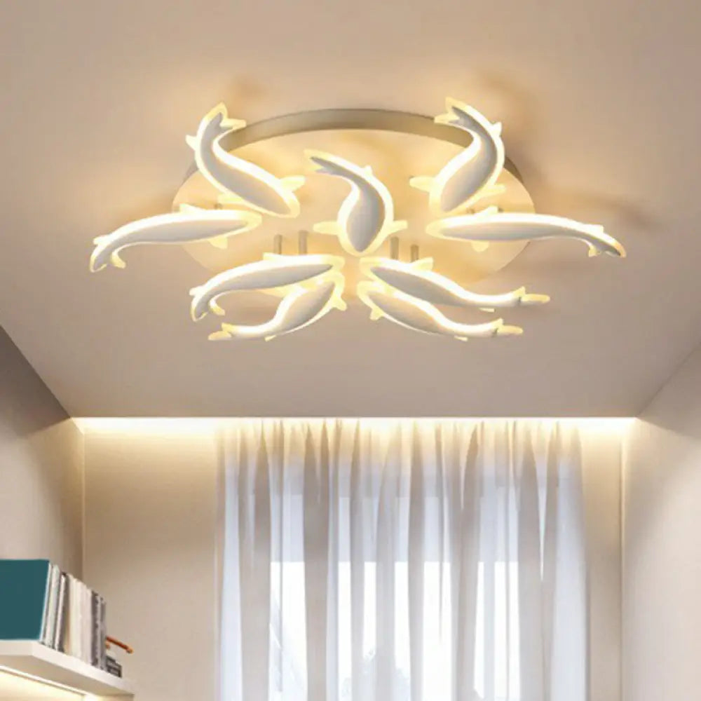 DecorBites™ DecorBites™ Contemporary Acrylic White LED Fish Flush Mount Light - Stylish Ceiling Lighting for Living Room