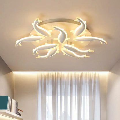 DecorBites™ DecorBites™ Contemporary Acrylic White LED Fish Flush Mount Light - Stylish Ceiling Lighting for Living Room