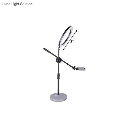 Lámpara de tocador LED ajustable contemporánea DecorBites™ - Diseño redondo de metal en negro, 8" o 10" de ancho