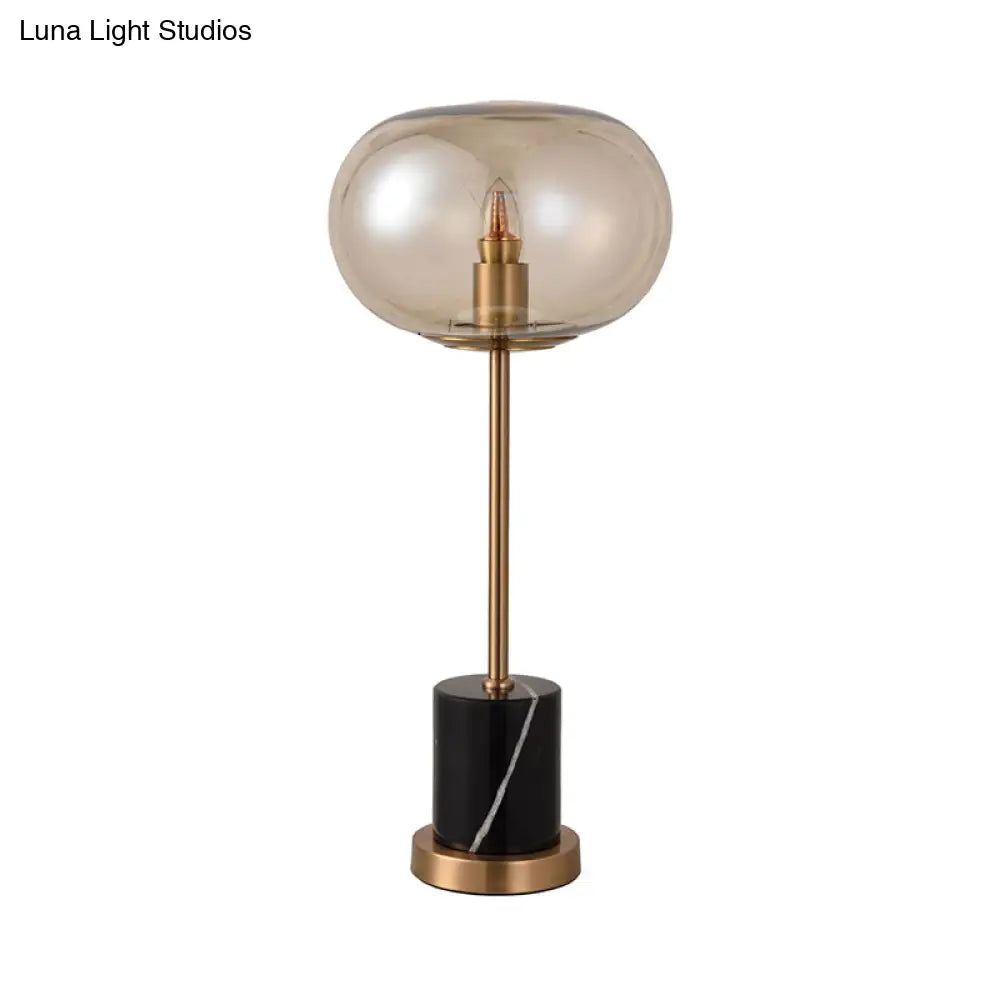 Contemporary Alien Bedside Table Lamp in Clear/Smoke Grey Glass with 1-Light | Designer Night Stand Light in Black/White