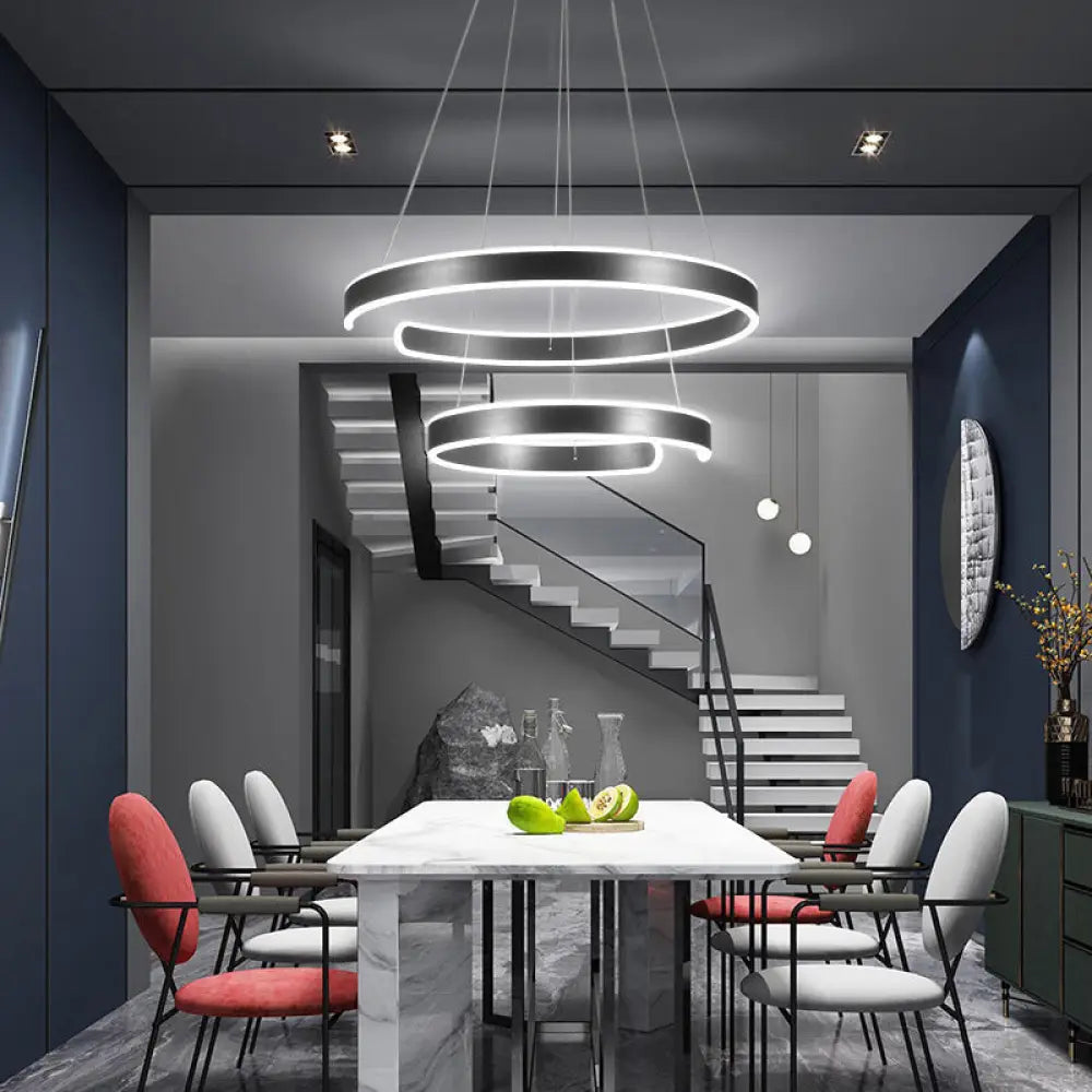 Lámpara colgante LED contemporánea de aluminio – Araña geométrica para restaurantes
