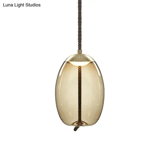 Contemporary Amber Glass Suspension Lamp - Stylish Pendant Lighting Fixture for Dining Room