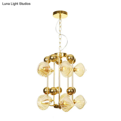 Lámpara de araña cónica contemporánea de cristal ámbar - 10 luces - Lámpara colgante para salón