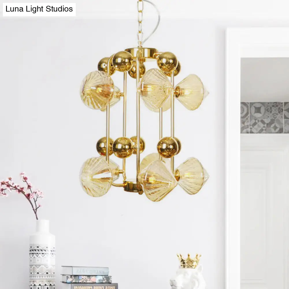 Lámpara de araña cónica contemporánea de cristal ámbar - 10 luces - Lámpara colgante para salón