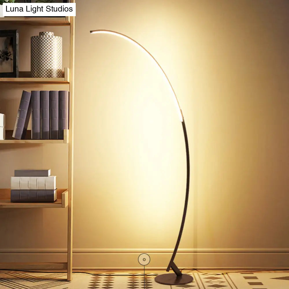 Contemporary Arched LED Floor Lamp in Metallic Coffee - Enhance Your Living Room Lighting!