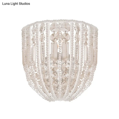 DecorBites™ DecorBites™ Contemporary Beaded Wall Sconce Light - Clear Crystal - Elegant 1-Head Wall Lamp for Living Room