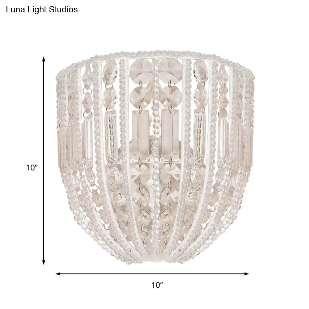 DecorBites™ DecorBites™ Contemporary Beaded Wall Sconce Light - Clear Crystal - Elegant 1-Head Wall Lamp for Living Room