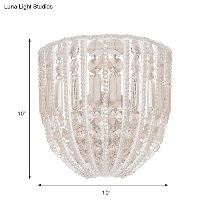 DecorBites™ DecorBites™ Contemporary Beaded Wall Sconce Light - Clear Crystal - Elegant 1-Head Wall Lamp for Living Room