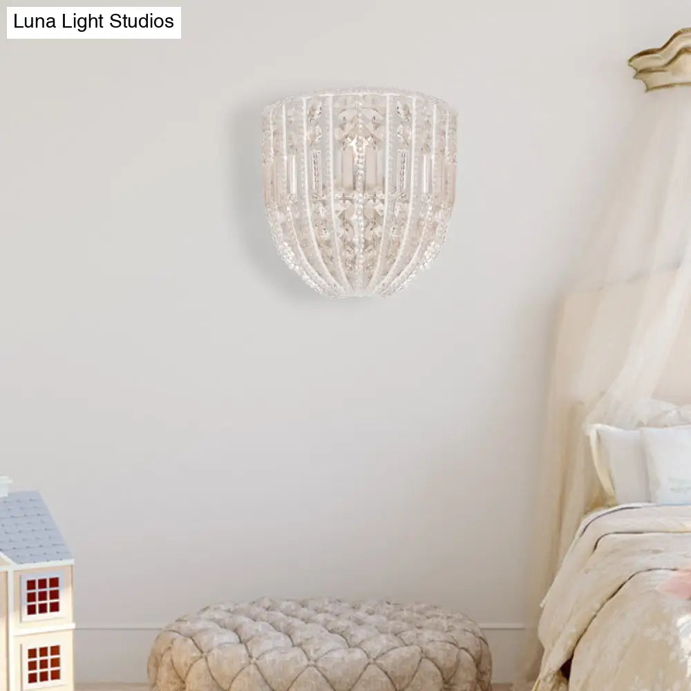DecorBites™ DecorBites™ Contemporary Beaded Wall Sconce Light - Clear Crystal - Elegant 1-Head Wall Lamp for Living Room