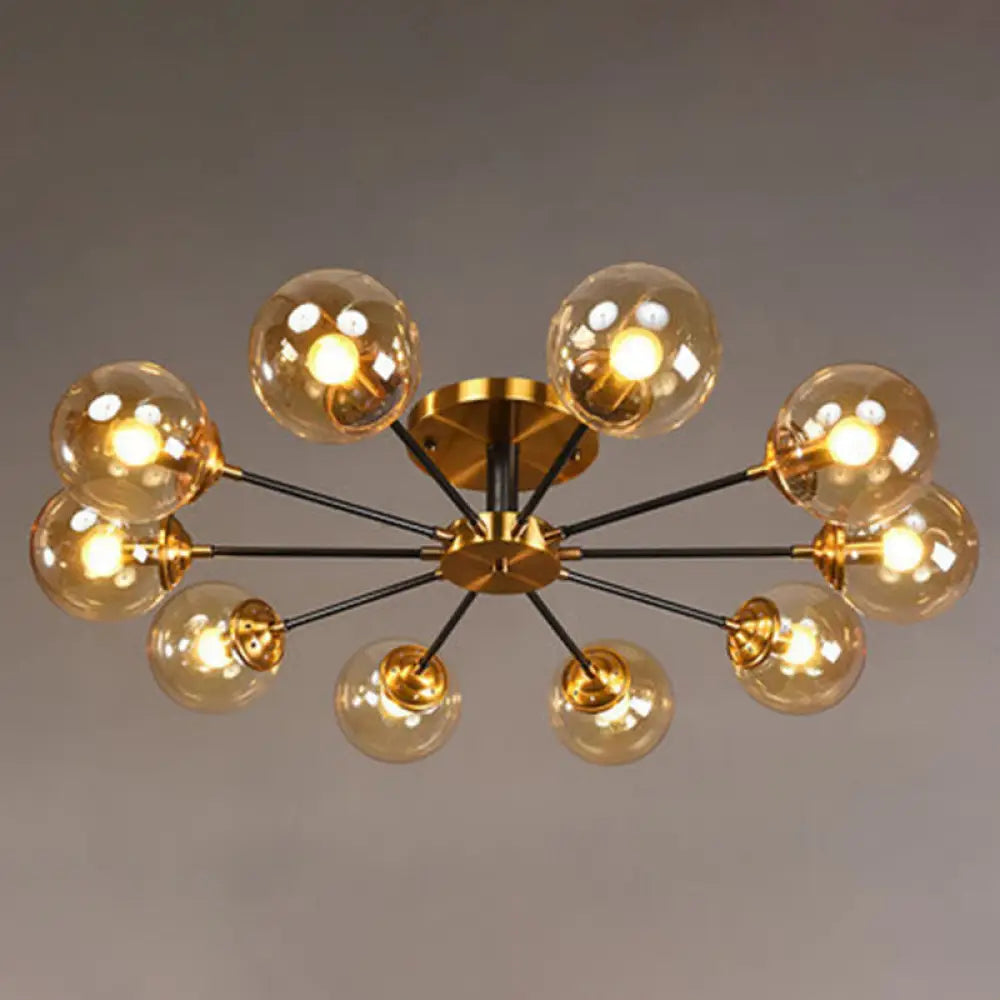 DecorBites™ DecorBites™ Contemporary Bedroom Sparkle: Stained Glass Sputnik Flush Mount Ceiling Chandelier