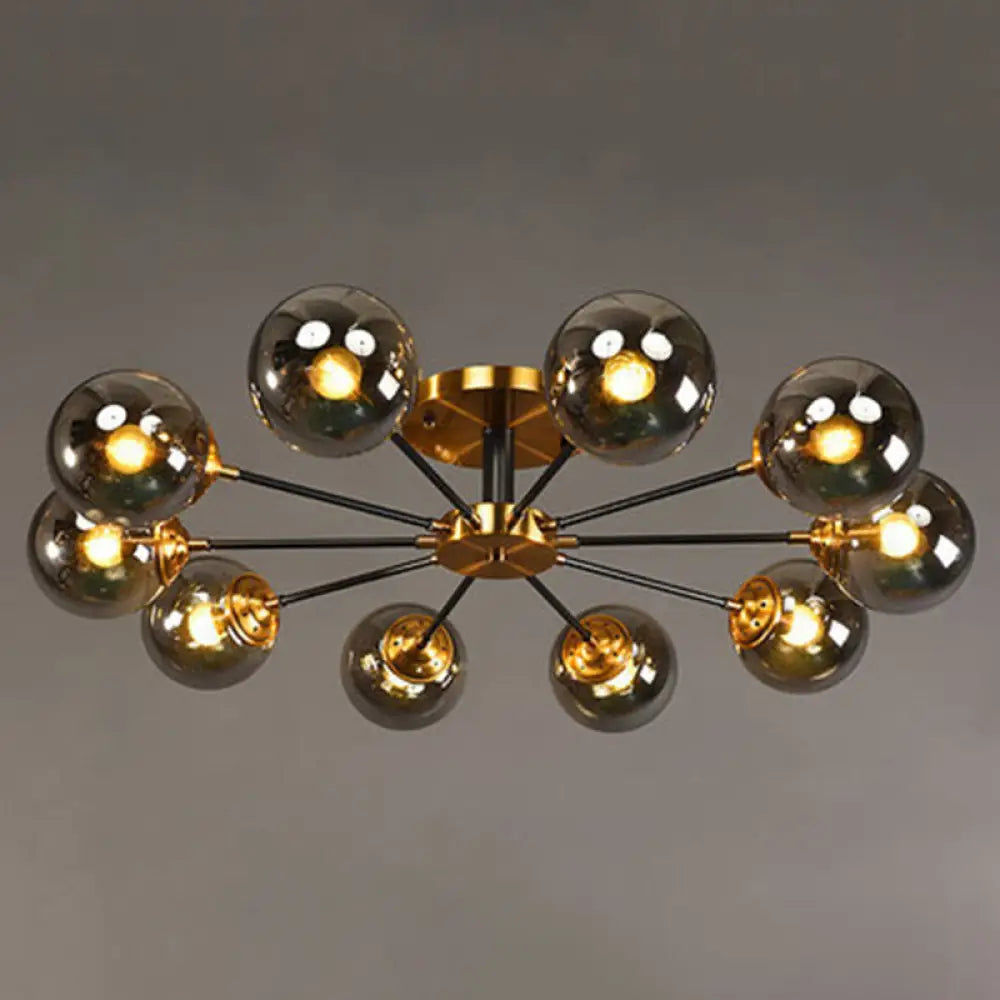 DecorBites™ DecorBites™ Contemporary Bedroom Sparkle: Stained Glass Sputnik Flush Mount Ceiling Chandelier