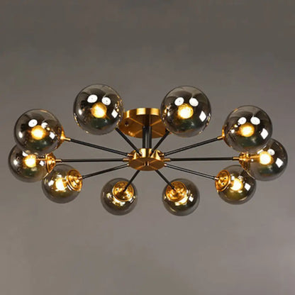 DecorBites™ DecorBites™ Contemporary Bedroom Sparkle: Stained Glass Sputnik Flush Mount Ceiling Chandelier