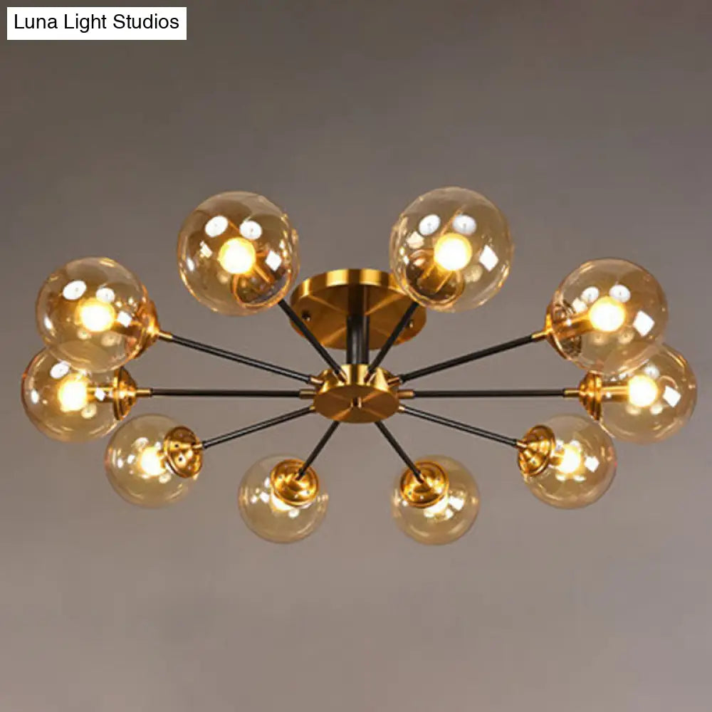 DecorBites™ DecorBites™ Contemporary Bedroom Sparkle: Stained Glass Sputnik Flush Mount Ceiling Chandelier