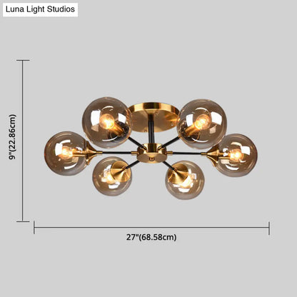 DecorBites™ DecorBites™ Contemporary Bedroom Sparkle: Stained Glass Sputnik Flush Mount Ceiling Chandelier
