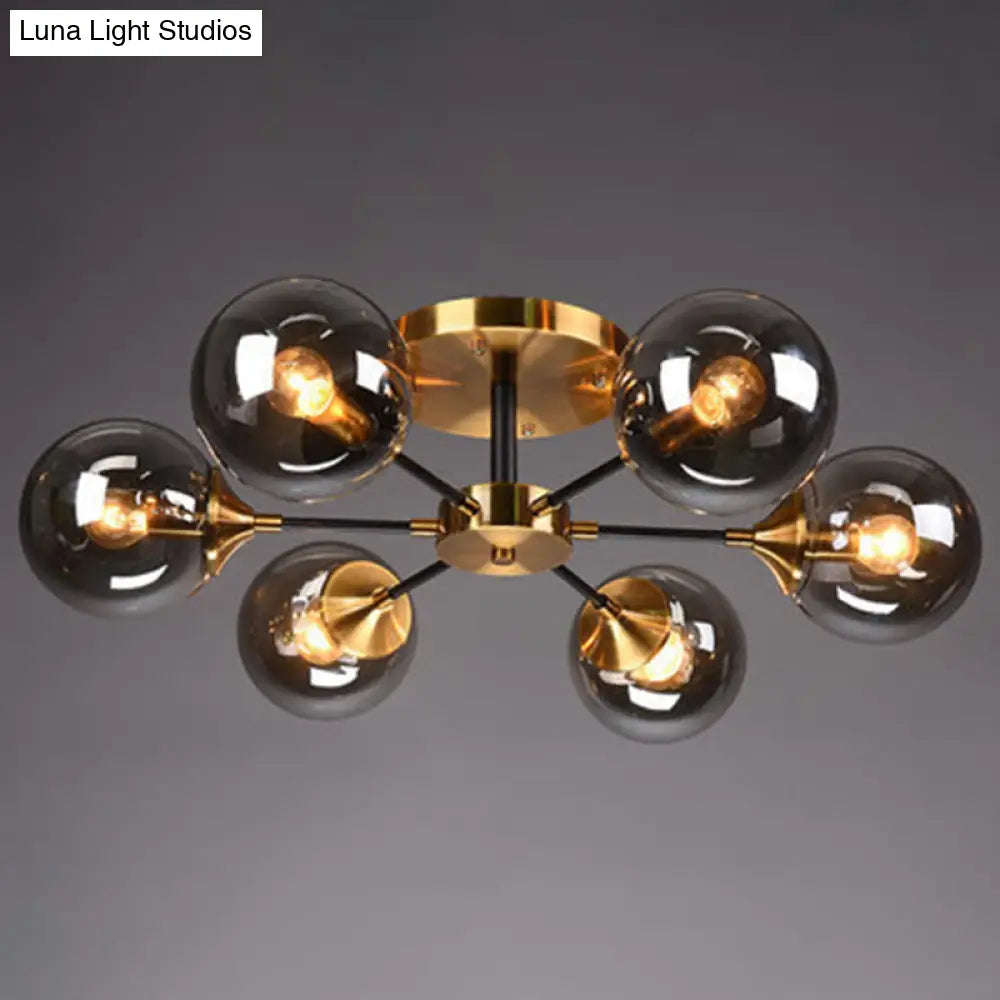 DecorBites™ DecorBites™ Contemporary Bedroom Sparkle: Stained Glass Sputnik Flush Mount Ceiling Chandelier