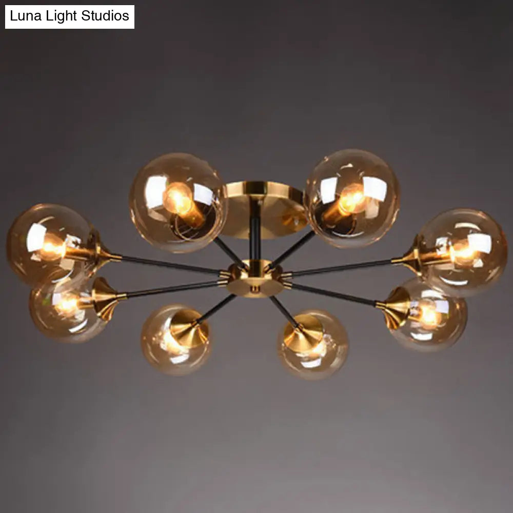 DecorBites™ DecorBites™ Contemporary Bedroom Sparkle: Stained Glass Sputnik Flush Mount Ceiling Chandelier