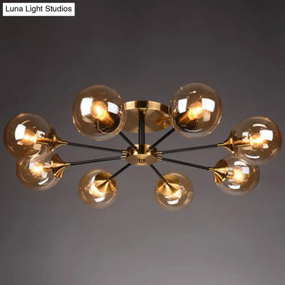 DecorBites™ DecorBites™ Contemporary Bedroom Sparkle: Stained Glass Sputnik Flush Mount Ceiling Chandelier