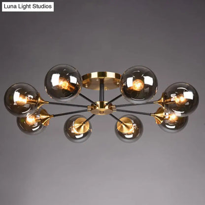 DecorBites™ DecorBites™ Contemporary Bedroom Sparkle: Stained Glass Sputnik Flush Mount Ceiling Chandelier