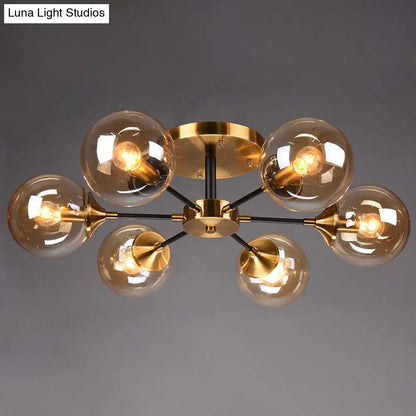 DecorBites™ DecorBites™ Contemporary Bedroom Sparkle: Stained Glass Sputnik Flush Mount Ceiling Chandelier