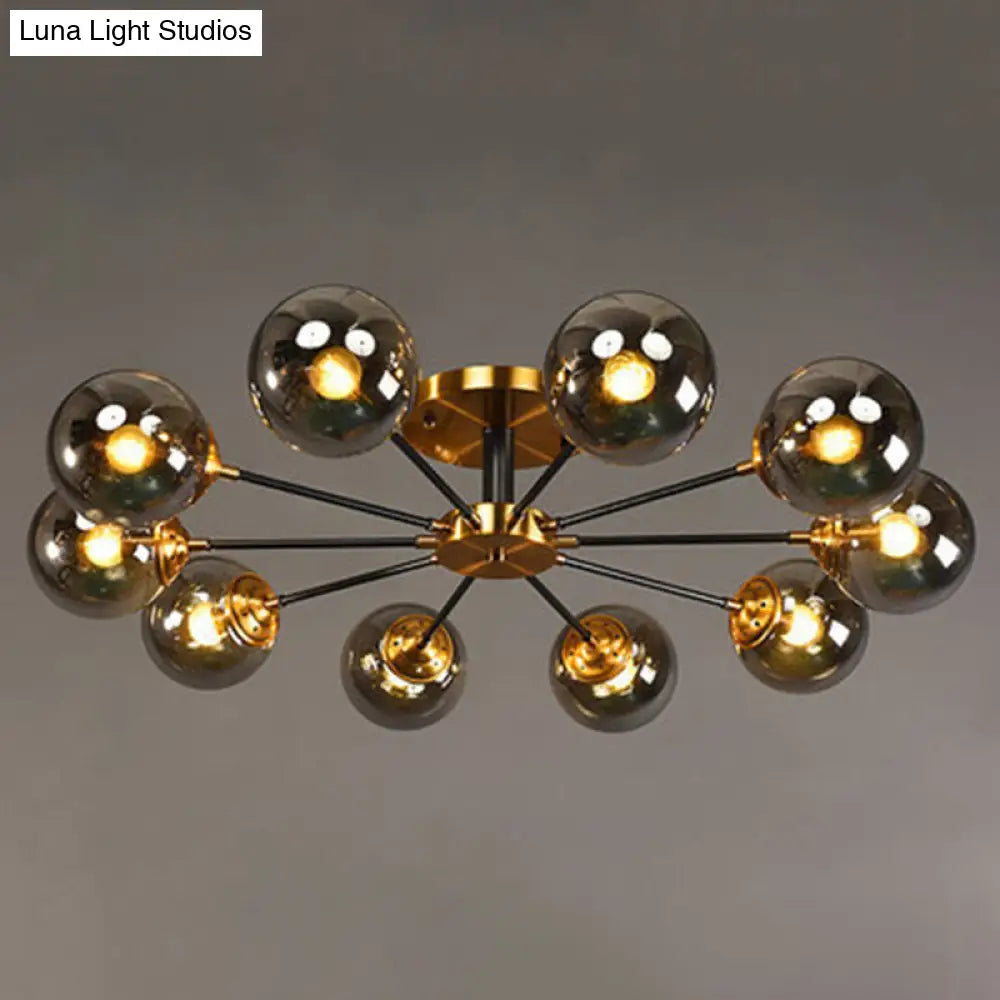 DecorBites™ DecorBites™ Contemporary Bedroom Sparkle: Stained Glass Sputnik Flush Mount Ceiling Chandelier