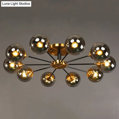 DecorBites™ DecorBites™ Contemporary Bedroom Sparkle: Stained Glass Sputnik Flush Mount Ceiling Chandelier
