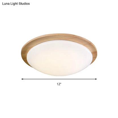 Lámpara de techo LED contemporánea DecorBites™ color beige con dosel de madera - Diseño de esfera ancha de 12"/15"