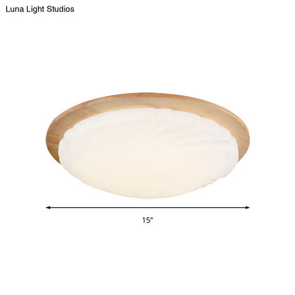 Lámpara de techo LED contemporánea DecorBites™ color beige con dosel de madera - Diseño de esfera ancha de 12"/15"