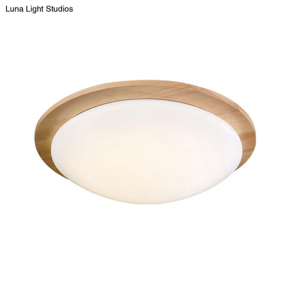 Lámpara de techo LED contemporánea DecorBites™ color beige con dosel de madera - Diseño de esfera ancha de 12"/15"