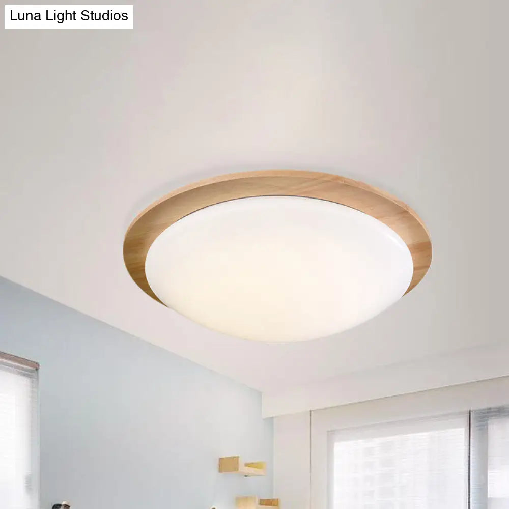 Lámpara de techo LED contemporánea DecorBites™ color beige con dosel de madera - Diseño de esfera ancha de 12"/15"